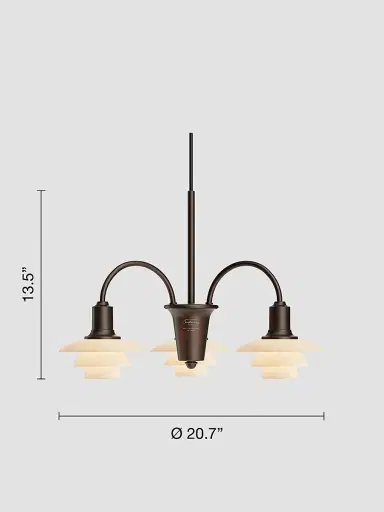 Louis Poulsen Ph 1/1 Aged Brass 3-Light Chandelier | Thumbnail 3 Louis Poulsen Ph 1/1 Aged Brass 3-Light Chandelier | Thumbnail 3