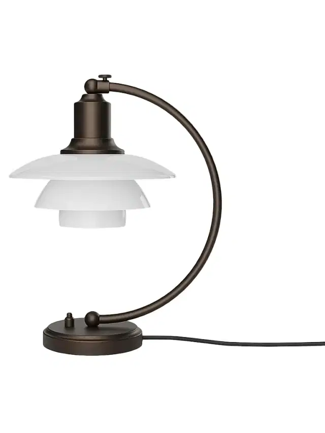 Louis Poulsen Ph 2/2 Luna Aged Brass & Opal Glass Table Lamp - Brass Opal Glass