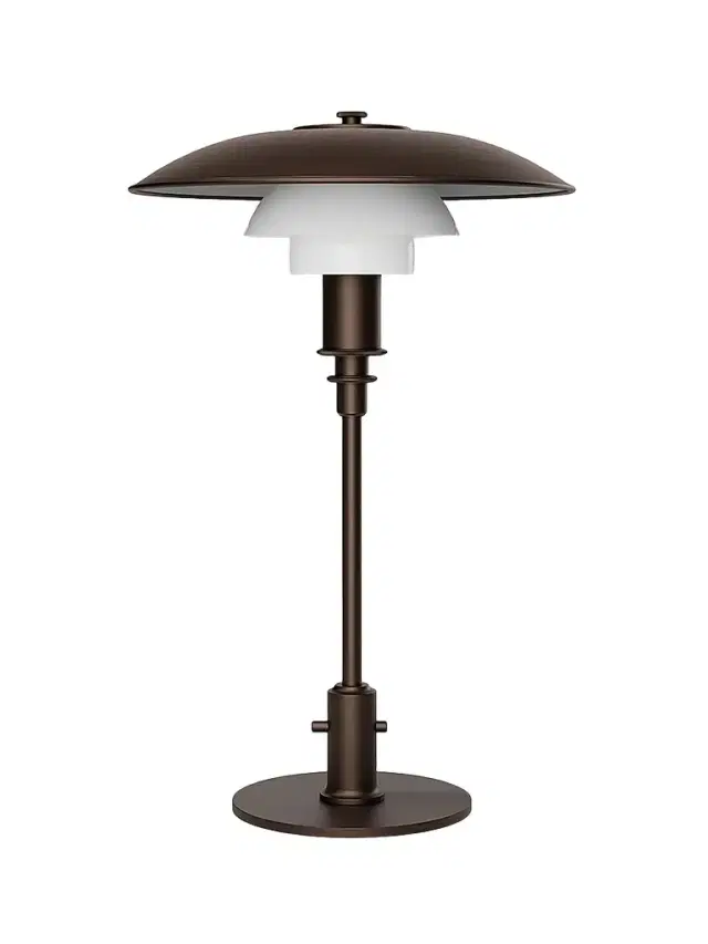 Louis Poulsen Aged Brass Opal Table Lamp - Brass Opal Glass