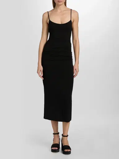 TOTEME Women's Draped Jersey Slip Midi Dress - Black - Size XL | Thumbnail 2