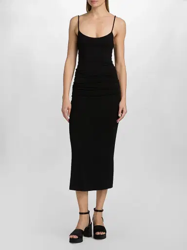 TOTEME Women's Draped Jersey Slip Midi Dress - Black - Size XL | Thumbnail 3