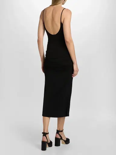 TOTEME Women's Draped Jersey Slip Midi Dress - Black - Size XL | Thumbnail 5