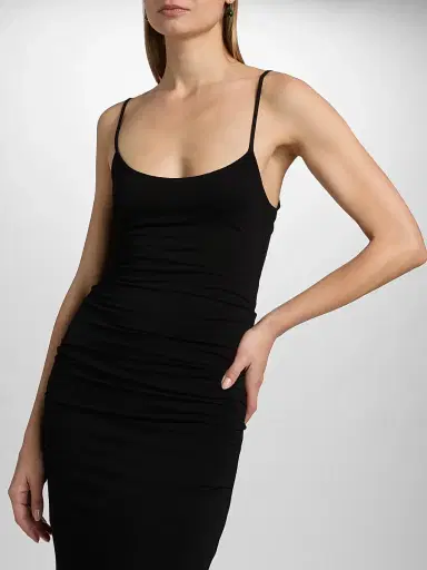 TOTEME Women's Draped Jersey Slip Midi Dress - Black - Size XL | Thumbnail 6
