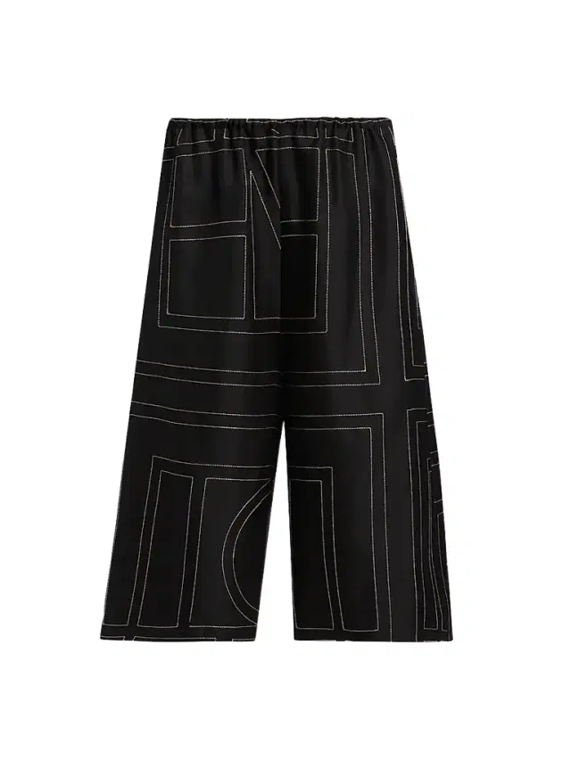 Women's Monogram Silk Pajama-Style Culottes - Black