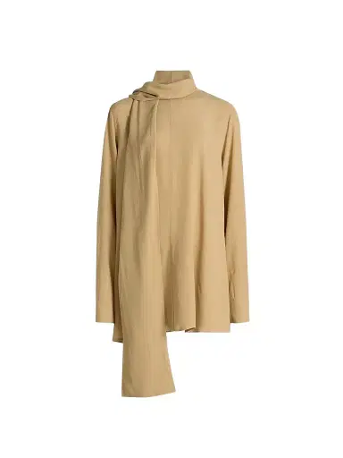 TOTEME Women's Draped Scarf Blouse - Desert - Size 12 | Thumbnail 1