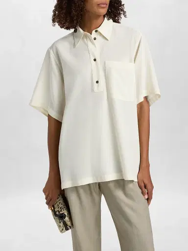 TOTEME Women's Fluid Polo Shirt | Thumbnail 3 TOTEME Women's Fluid Polo Shirt | Thumbnail 3