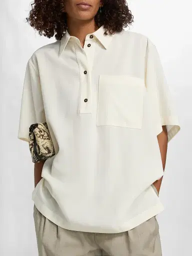 TOTEME Women's Fluid Polo Shirt | Thumbnail 6 TOTEME Women's Fluid Polo Shirt | Thumbnail 6
