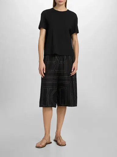 TOTEME Women's Embroidered Monogram Cotton Classic T-Shirt | Thumbnail 2 TOTEME Women's Embroidered Monogram Cotton Classic T-Shirt | Thumbnail 2