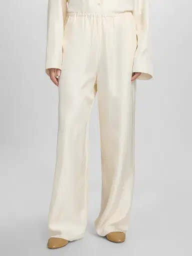 TOTEME Women's Monogram Silk Pajama Trousers - Cream - Size 12 | Thumbnail 3