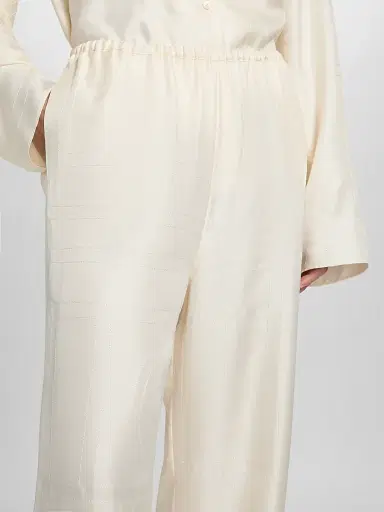 TOTEME Women's Monogram Silk Pajama Trousers - Cream - Size 12 | Thumbnail 6