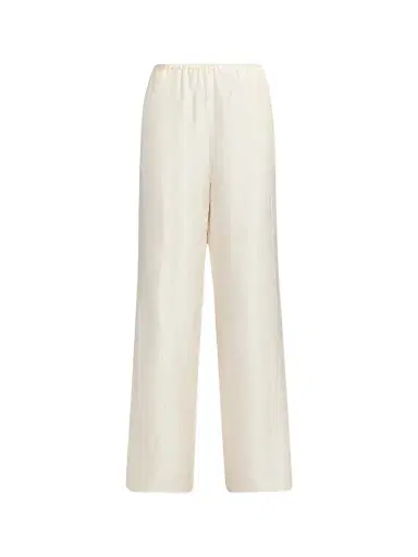 TOTEME Women's Monogram Silk Pajama Trousers - Cream - Size 12 | Thumbnail 1