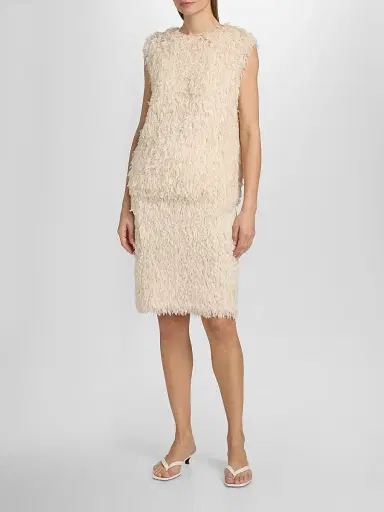 TOTEME Women's Feathered-Jersey Knee-Length Skirt - Eggshell - Size 12 | Thumbnail 2