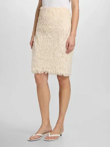 TOTEME Women's Feathered-Jersey Knee-Length Skirt - Eggshell - Size 12 | Thumbnail 4