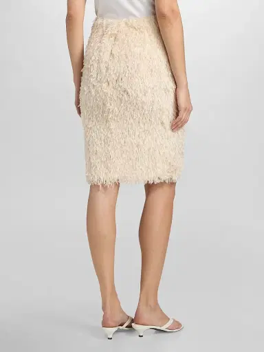 TOTEME Women's Feathered-Jersey Knee-Length Skirt - Eggshell - Size 12 | Thumbnail 5