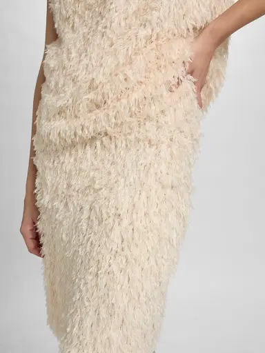 TOTEME Women's Feathered-Jersey Knee-Length Skirt - Eggshell - Size 12 | Thumbnail 6