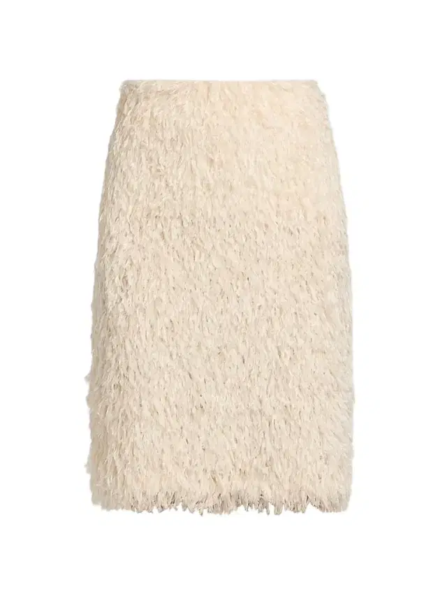 Women's Feathered-Jersey Knee-Length Skirt - Eggshell