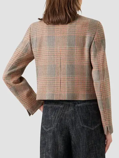 Akris punto Women's Glen Check Virgin Wool-Blend Jacket - Beige Mocca Orange - Size 16 | Thumbnail 3 Akris punto Women's Glen Check Virgin Wool-Blend Jacket - Beige Mocca Orange - Size 16 | Thumbnail 3