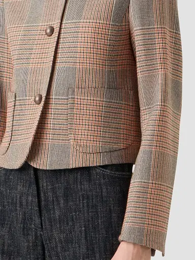 Akris punto Women's Glen Check Virgin Wool-Blend Jacket - Beige Mocca Orange - Size 16 | Thumbnail 5 Akris punto Women's Glen Check Virgin Wool-Blend Jacket - Beige Mocca Orange - Size 16 | Thumbnail 5