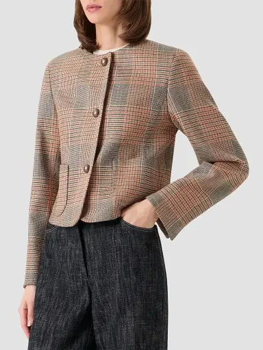 Akris punto Women's Glen Check Virgin Wool-Blend Jacket - Beige Mocca Orange - Size 16 | Thumbnail 6 Akris punto Women's Glen Check Virgin Wool-Blend Jacket - Beige Mocca Orange - Size 16 | Thumbnail 6