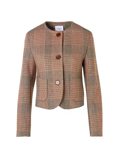 Akris punto Women's Glen Check Virgin Wool-Blend Jacket - Beige Mocca Orange - Size 16 | Thumbnail 1 Akris punto Women's Glen Check Virgin Wool-Blend Jacket - Beige Mocca Orange - Size 16 | Thumbnail 1