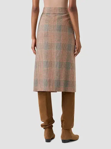 Akris punto Women's Chiaro Glen Check Wool-Blend Midi Skirt - Beige Mocca Orange - Size 16 | Thumbnail 3