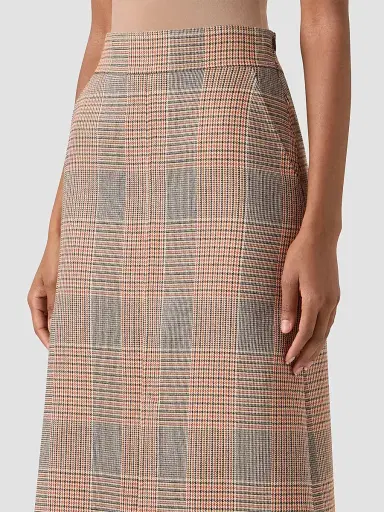 Akris punto Women's Chiaro Glen Check Wool-Blend Midi Skirt - Beige Mocca Orange - Size 16 | Thumbnail 5