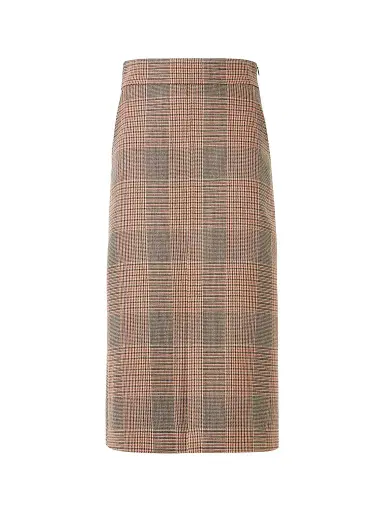 Akris punto Women's Chiaro Glen Check Wool-Blend Midi Skirt - Beige Mocca Orange - Size 16 | Thumbnail 1