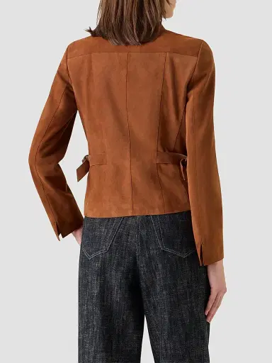 Akris punto Women's Point Collar Suede Jacket - Hazel - Size 16 | Thumbnail 3