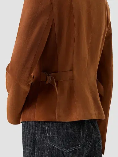 Akris punto Women's Point Collar Suede Jacket - Hazel - Size 16 | Thumbnail 5