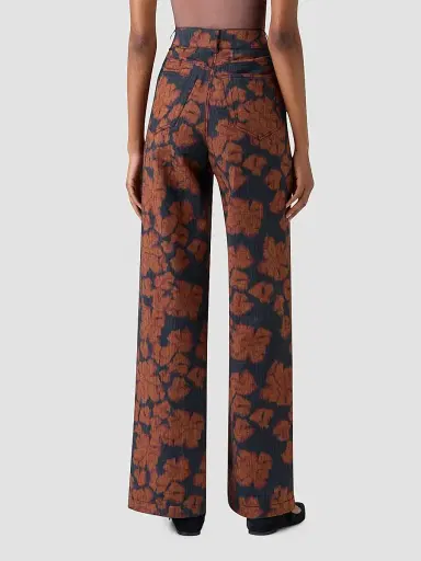 Akris punto Women's Cooper Floral Cotton Straight-Leg Pants - Black Denim Orange - Size 16 | Thumbnail 2