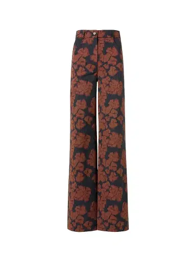 Akris punto Women's Cooper Floral Cotton Straight-Leg Pants - Black Denim Orange - Size 16 | Thumbnail 1