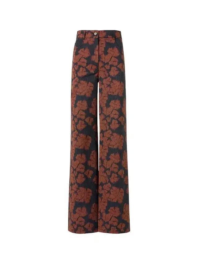 Women's Cooper Floral Cotton Straight-Leg Pants - Black Denim Orange