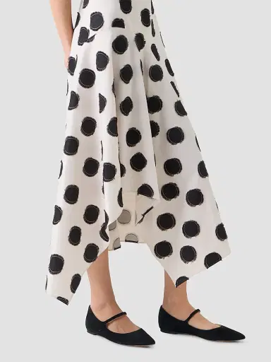 Akris punto Women's Asymmetric Fringed Polka Dot Midi Dress | Thumbnail 6