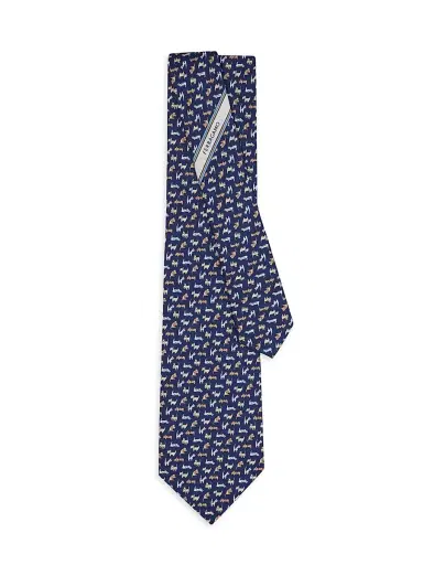 Ferragamo Men's Dogs Print Silk Tie | Thumbnail 3 Ferragamo Men's Dogs Print Silk Tie | Thumbnail 3