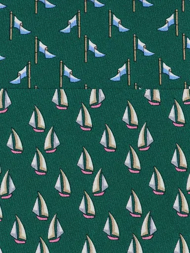 Ferragamo Men's Nautical Print Silk Tie - Verde | Thumbnail 4