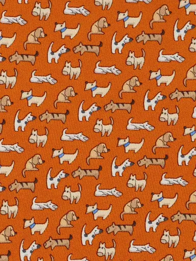 Ferragamo Men's Dogs Print Silk Tie - Arancio | Thumbnail 4