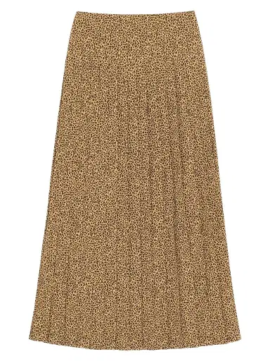 Valentino Garavani Women's Crepe De Chine Skirt with Fauve Eclat Micromacula Print | Thumbnail 1 Valentino Garavani Women's Crepe De Chine Skirt with Fauve Eclat Micromacula Print | Thumbnail 1
