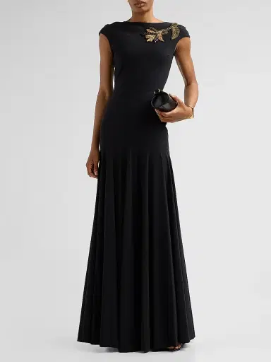Chiara Boni La Petite Robe Women's Isolda Beaded 3D Flower Appliqué Drop-Waist Maxi Dress | Thumbnail 2 Chiara Boni La Petite Robe Women's Isolda Beaded 3D Flower Appliqué Drop-Waist Maxi Dress | Thumbnail 2