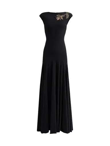 Chiara Boni La Petite Robe Women's Isolda Beaded 3D Flower Appliqué Drop-Waist Maxi Dress | Thumbnail 1 Chiara Boni La Petite Robe Women's Isolda Beaded 3D Flower Appliqué Drop-Waist Maxi Dress | Thumbnail 1