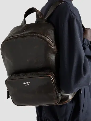 Prada Men's Distressed Nappa Leather Backpack | Thumbnail 3