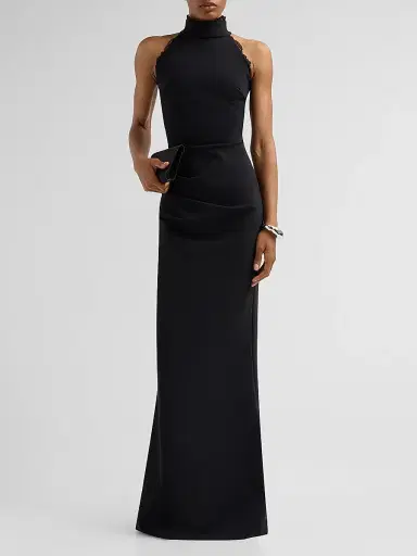 Chiara Boni La Petite Robe Women's Kyomi Lace-Trim Draped Gown | Thumbnail 2 Chiara Boni La Petite Robe Women's Kyomi Lace-Trim Draped Gown | Thumbnail 2
