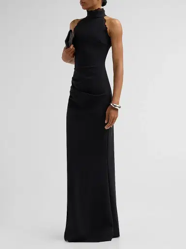 Chiara Boni La Petite Robe Women's Kyomi Lace-Trim Draped Gown | Thumbnail 4 Chiara Boni La Petite Robe Women's Kyomi Lace-Trim Draped Gown | Thumbnail 4