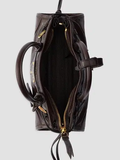 Prada Women's Bonnie Leather Top Handle Bag - Brown | Thumbnail 4