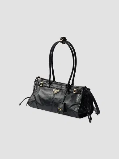 Prada Women's Bonnie Medium Top Handle Leather Bag - Black | Thumbnail 2