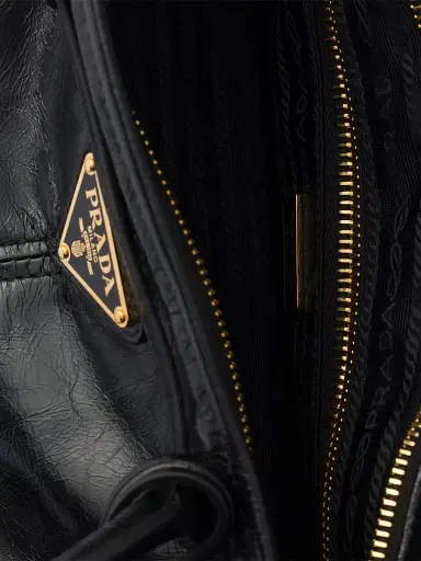 Prada Women's Bonnie Medium Top Handle Leather Bag - Black | Thumbnail 6