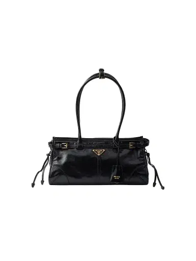 Prada Women's Bonnie Medium Top Handle Leather Bag - Black | Thumbnail 1