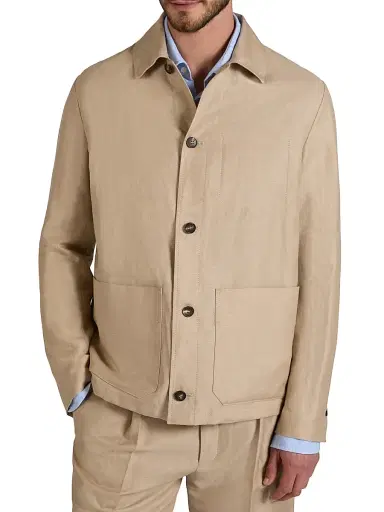 Slowear Men's Wool-Linen Button-Front Chore Jacket - Light Beige | Thumbnail 2