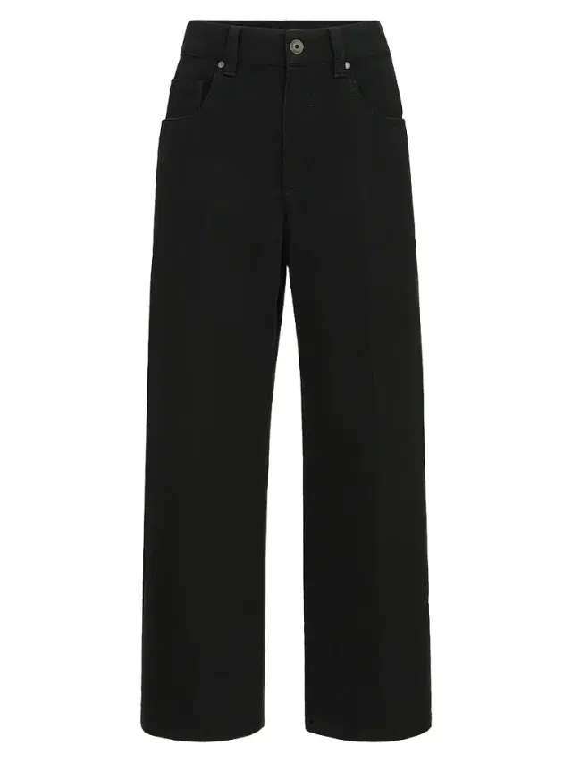 Women's Dyed Denim Contemporary Square Jeans with Monili - Black