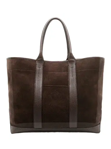 Tom Ford Men's Large Suede Tote Bag - Brown | Thumbnail 1 Tom Ford Men's Large Suede Tote Bag - Brown | Thumbnail 1
