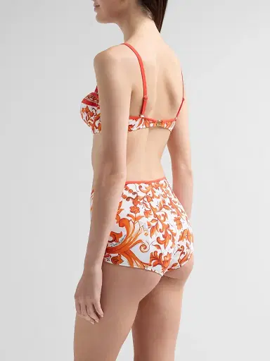 Dolce & Gabbana Women's Maiolica Printed Bikini - Maiolica Orange - Size XL | Thumbnail 3